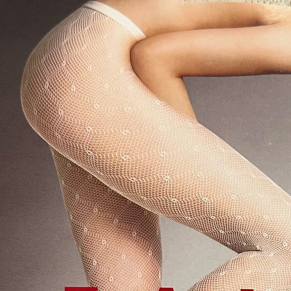 FALKE Nordstrom Champagne cream Patterned Fishnet Tights Net Pantyhose II‎ M NEW